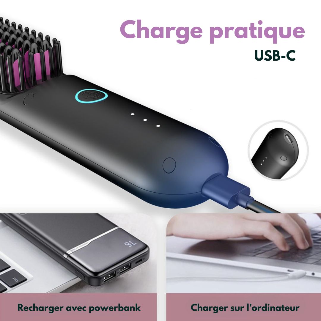 Brosse portable Qualibaz - Lisser, boucler, sécher