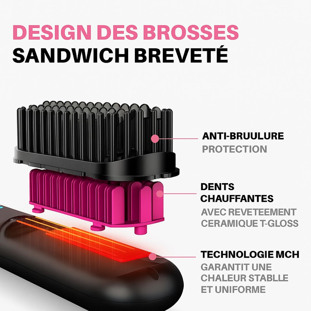 Brosse portable Qualibaz - Lisser, boucler, sécher