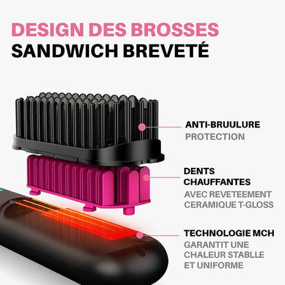 Brosse portable Qualibaz - Lisser, boucler, sécher